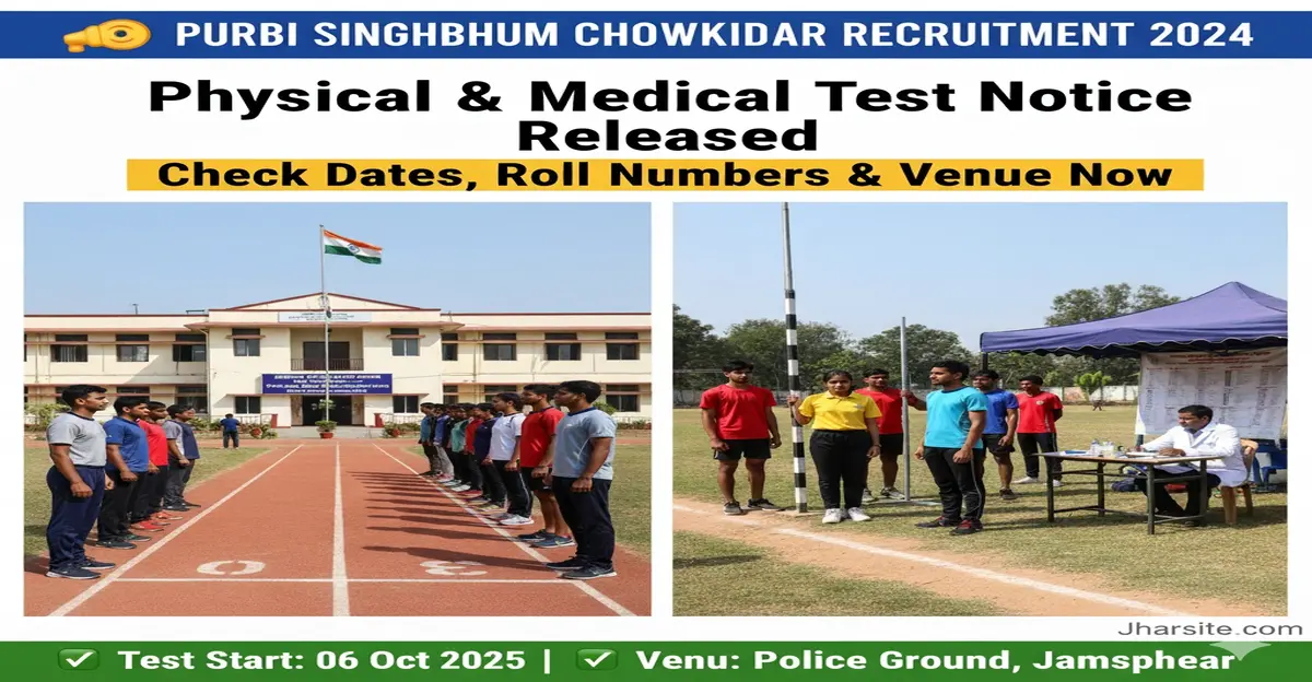 Purbi Singhbhum Chowkidar Recruitment 2024 Physical and Medical Test