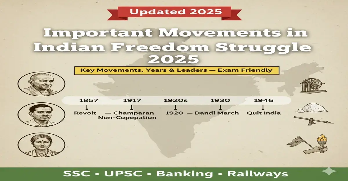 Important Movements in Indian Freedom Struggle 2025