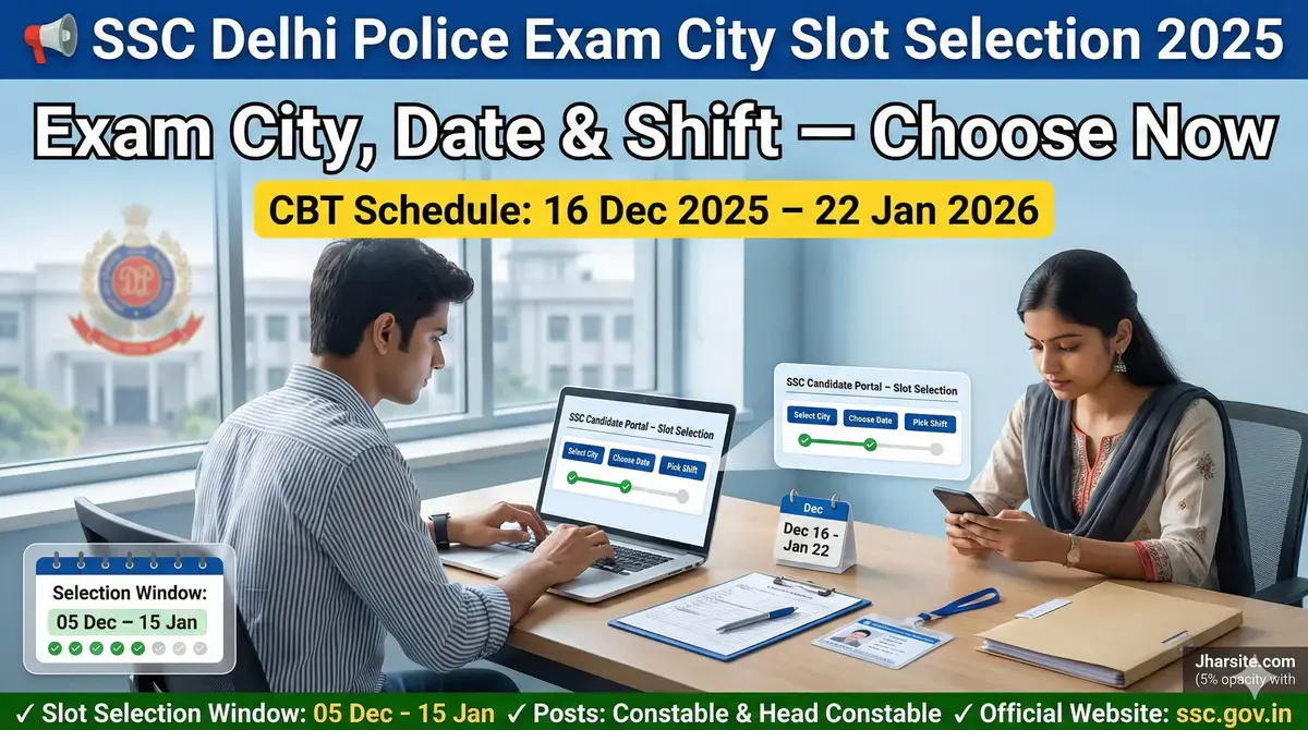 SSC Delhi Police Exam City Slot Selection 2025