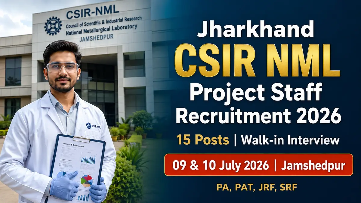 Jharkhand CSIR NML Project Staff Recruitment 2026