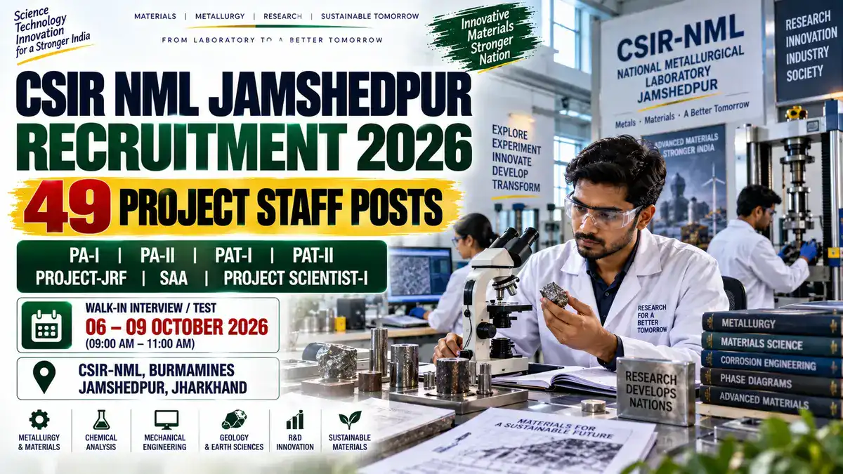 CSIR NML Jamshedpur Recruitment 2026