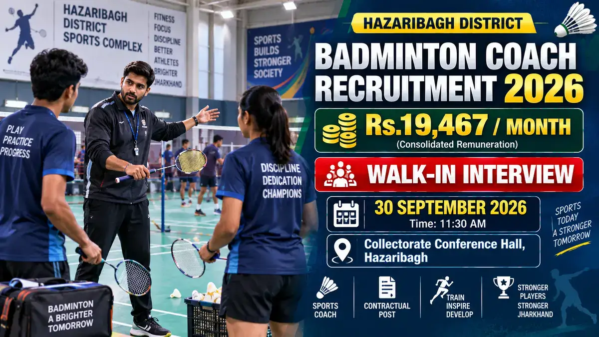 Hazaribagh Badminton Coach Recruitment 2026