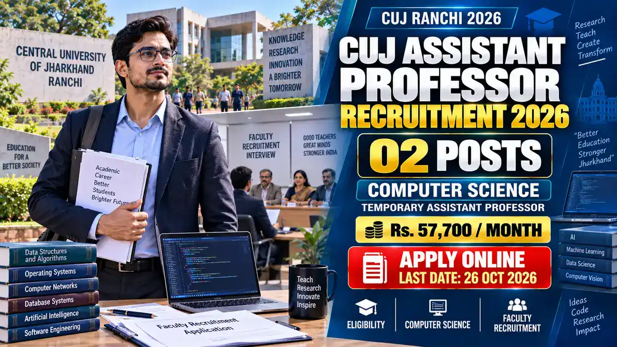 Jharkhand CUJ Assistant Professor Recruitment 2026