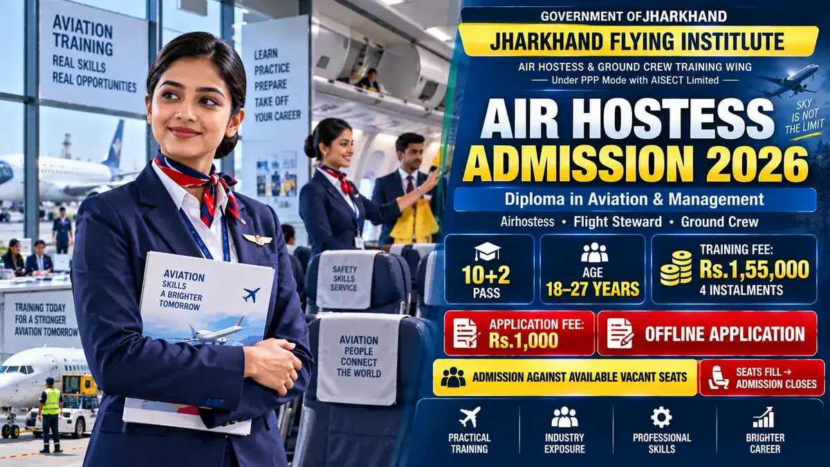 Jharkhand Flying Institute Air Hostess Admission 2026