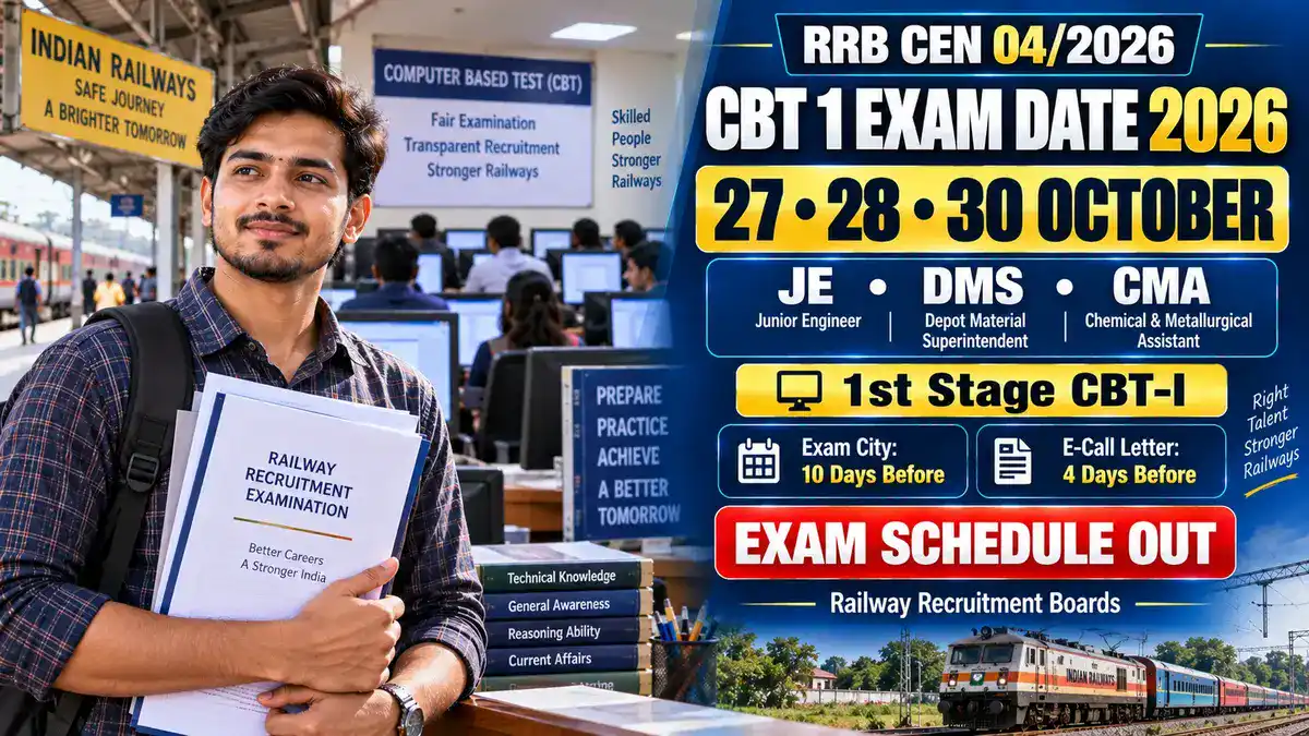 RRB CEN 04/2026 CBT 1 Exam Date 2026