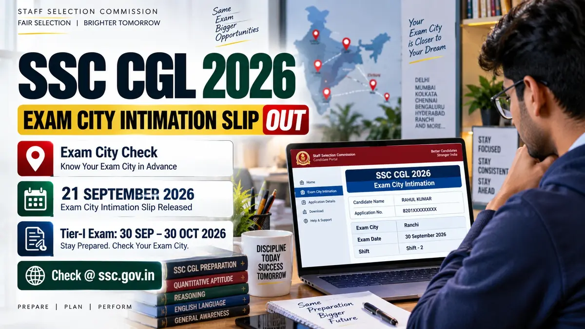 SSC CGL 2026 Exam City Intimation Slip