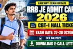 RRB JE Admit Card 2026