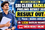 SBI Clerk Backlog Prelims Result 2026